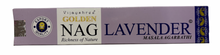 Load image into Gallery viewer, Golden Nag Lavender incense stick box on a white background