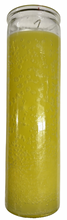 Load image into Gallery viewer, Yellow candle in a glass holder on a white background