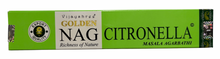 Load image into Gallery viewer, Green box of Golden Nag Citronella incense on a white background