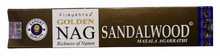 Load image into Gallery viewer, Box of Golden Nag Sandalwood incense sticks on a white background
