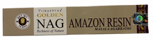 Load image into Gallery viewer, Vikashep Golden Nag Amazon Resin incense stick box on a white background
