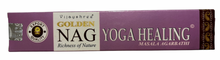 Load image into Gallery viewer, Pack of Golden Nag Yoga Healing incense sticks on a white background
