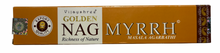 Load image into Gallery viewer, Box of Golden Nag Myrrh incense sticks on a white background
