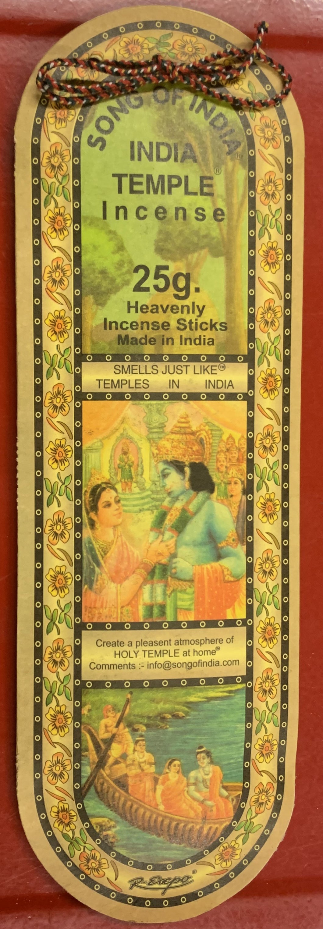 Song of India Temple 25g. Incense Sticks